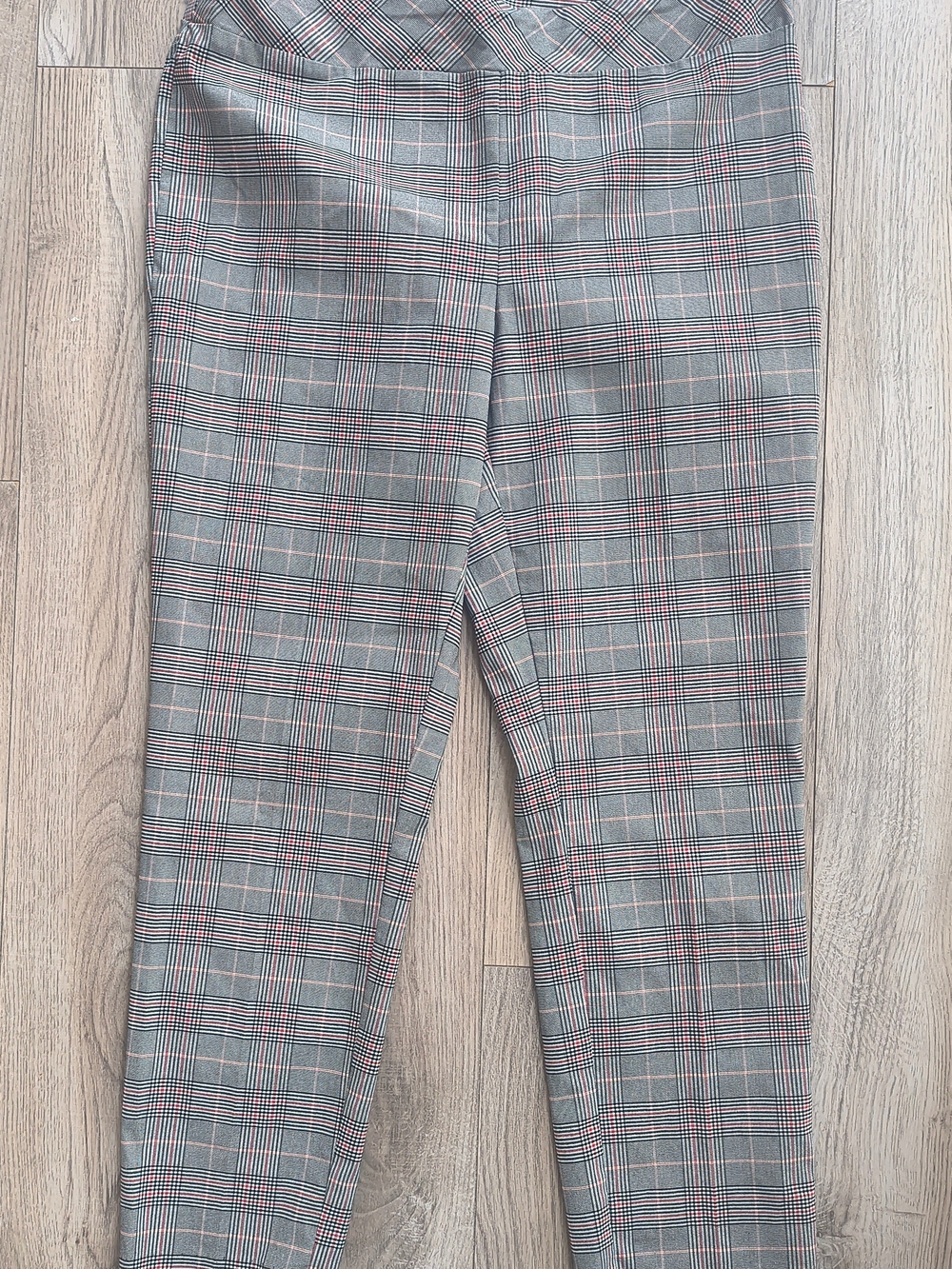 Jules & Leopold Grey Glen Plaid Straight-Leg Pull-On Pants with Red Windowpane